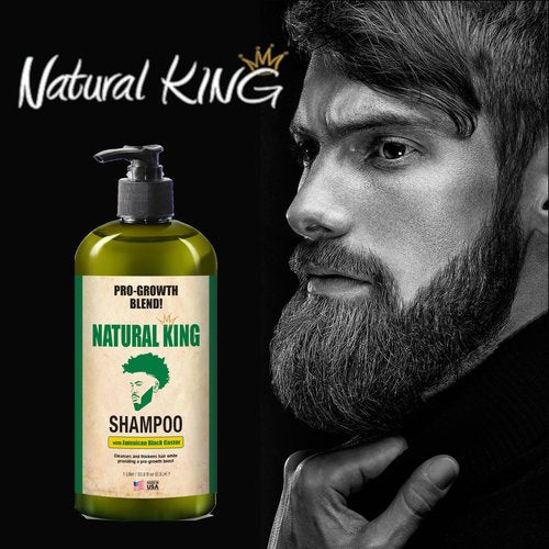 SFC Natural King Jamaican Black Castor Oil Shampoo for Men 33.8 oz. - Men's Cleansing Shampoo that Thickens Hair, Strengthens Hair and Boosts Growth