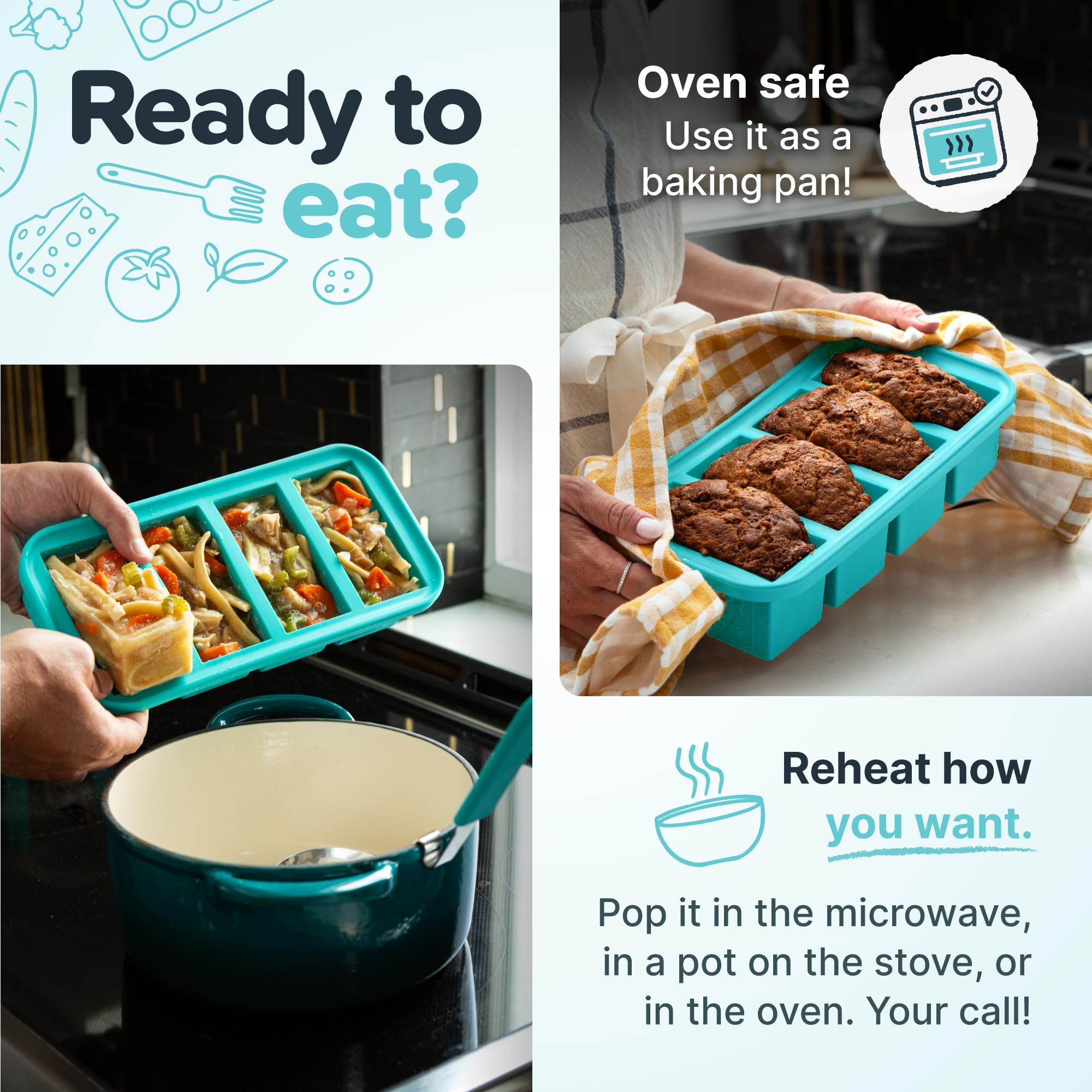 Souper Cubes Silicone Freezer Molds Gift Set, Aqua