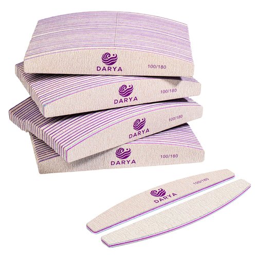 DARYA Nail Files (100 Pcs) Double Sided 100/180 Grit Emery Boards for Nails Acrylics Natural Nail File Toenails & Pet Grooming Durable Washable Professional Nail Files for Salon & Home Use