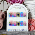 TENPAL Handmade French Tips Press on Duck Nails Kits - Icy Blue Purple Ombre Duckbill Nails with 3D Cherry Design, Acrylic Glossy Y2K False Nails for Women Girls Daily Parties(L)