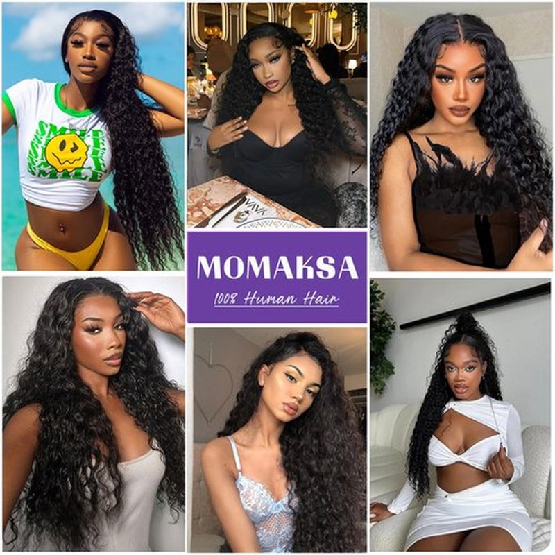 Momaksa 30 Inch Lace Front Wigs Human Hair Deep Wave 200% Density 13x4 HD Full Lace Frontal Wigs Human Hair 12A Pre Plucked Deep Wave Frontal Wig for Women Glueless Wigs Human Hair Natural Hairline
