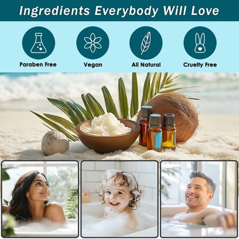 Spa Gift Baskets For Women - Luxury Bath Set With Ocean & Coconut - Spa Kit Includes Body Wash, Bubble Bath, Lotion, Body Butter, Soap, Bath Oil, Shower Puff, and Towel