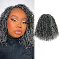 Pelokaa Yanky Twist Crochet Hair - 10 Inch 8 Packs (240 Strands) Gray Micro Salt and Pepper Braids Fluffy Spring Passion Micro Mini Twist, Pre-Looped Short Curly Crochet Hair (10 Inch, F1B/Gray-8P)