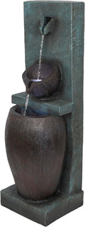 Alpine Corporation 32" 3-Tier Jar Fountain - Elegant LED Outdoor Water Feature for Garden & Patio
