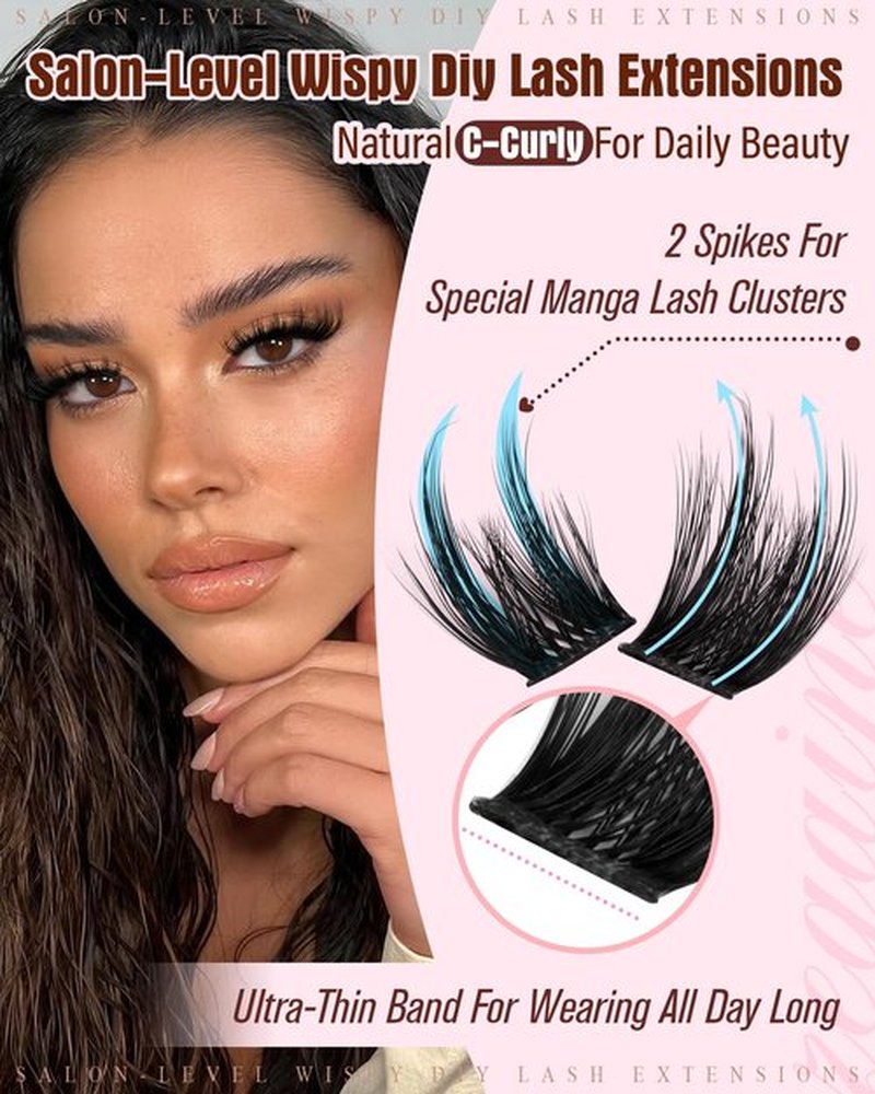 Cat Eye Lash Clusters With Spikes Manga Eyelash Clusters Wispy Cluster Eyelash Extensions C-Curly Left&Right Lash Clusters Anime Individual Lashes Pre-Mapped DIY Lash Extensions 10-18MM by Zegaine