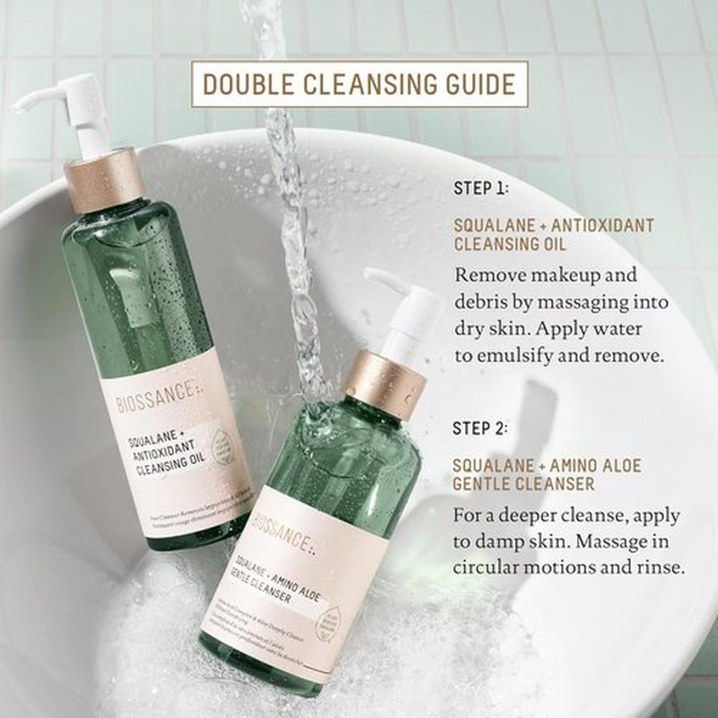 Biossance Squalane Cleansing Oil - Lightweight Makeup Remover & Hydrating Facial Oil for All Skin Types