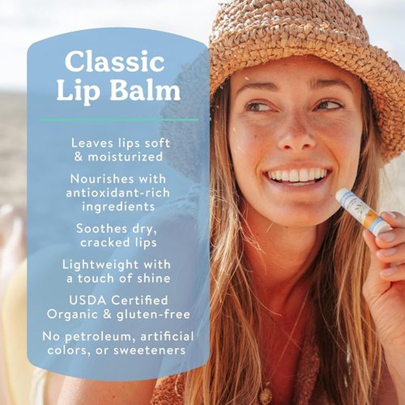 Badger Classic Organic Lip Balm Set - All-Natural Moisturizer Variety Pack | 4 Long-Lasting Balms (Unscented, Tea Tree, Mint & Tangerine)