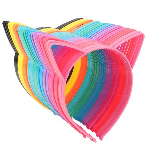 Exacoo 36Pcs Cat Ears Headbands Plastic Taylor Party Decorations Kitty Headbands for Girls Gabby Party Favors Birthday Supplies for Women Halloween Hair Accessories Hair Hoops