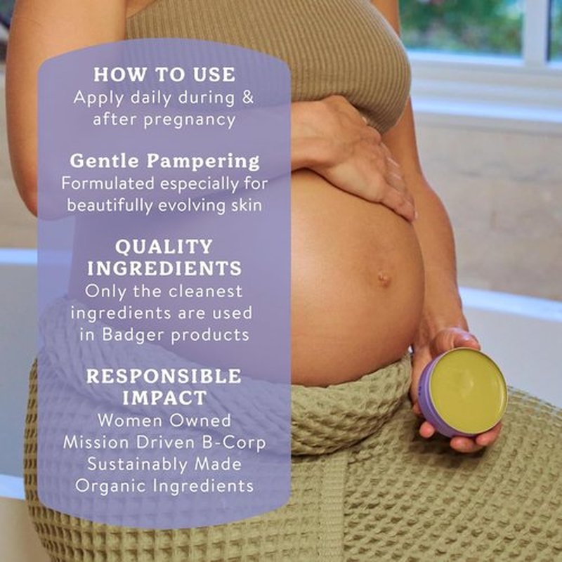 Badger Belly Butter - Organic Stretch Mark Cream for Pregnancy | Hypoallergenic Cocoa & Coconut, 2 oz Tin