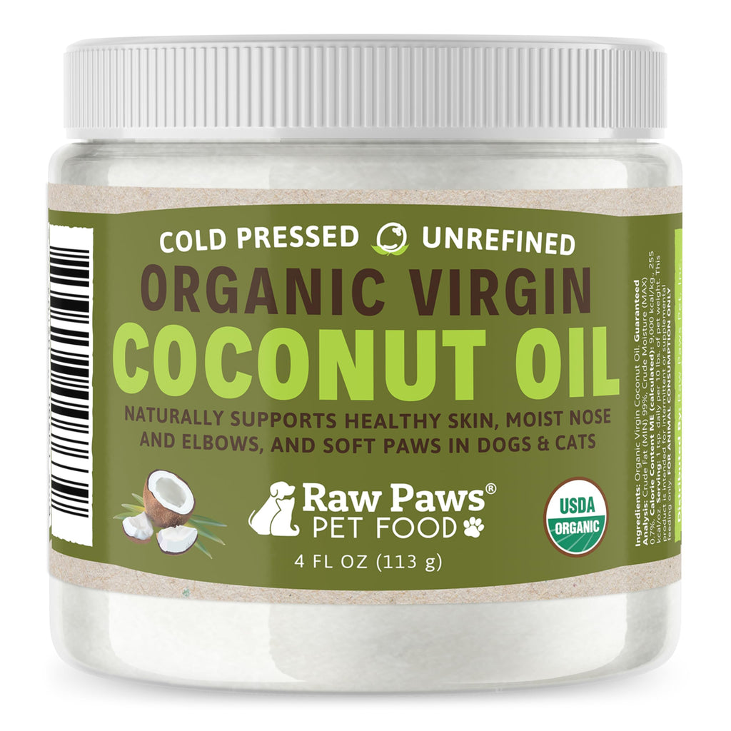 Raw Paws Virgin Organic Coconut Oil for Dogs & Cats (4-oz) - Skin & Coat