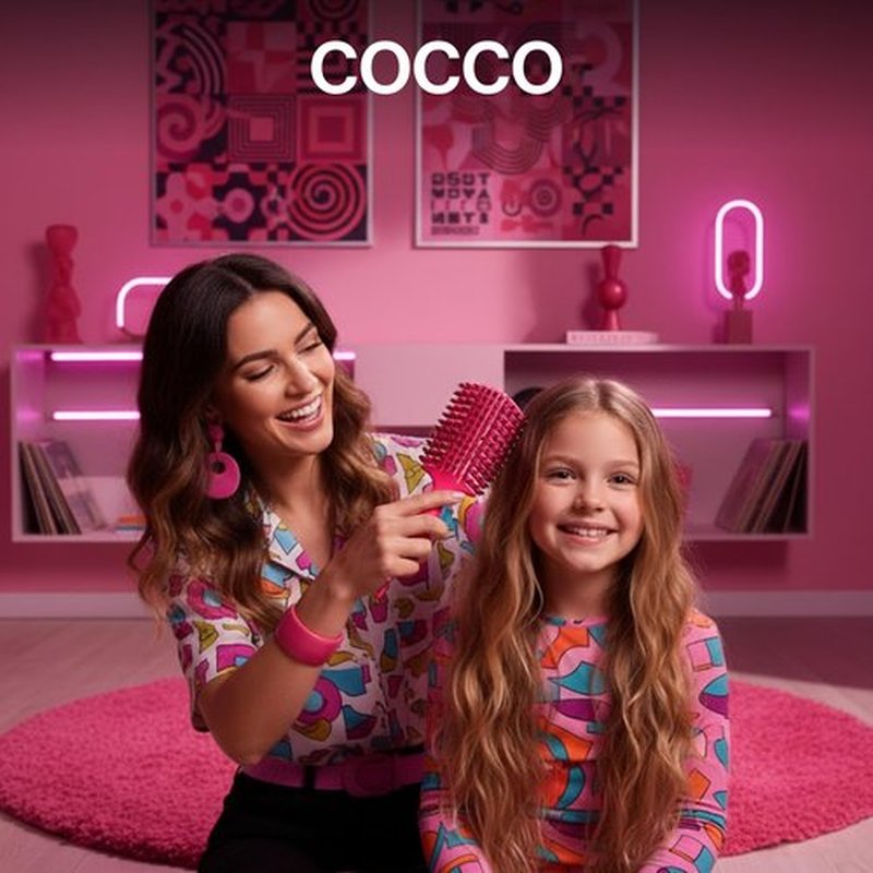 COCCO Aura Vent Boar Brush | Vented Dual-Curved Design for Faster Drying, Effortless Detangling & Shine, Boar + Nylon Bristles, Ergonomic Comfort Handle for Wet & Dry Hair Styling - Pink