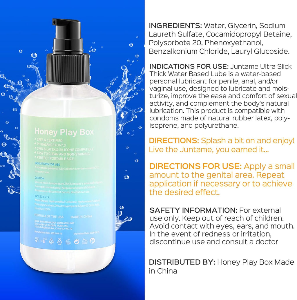 Water Based Lube - 8 Fl Oz Personal Lubricant for Men, Women & Couples | Flavorless, Non-Sticky & Easy to Clean