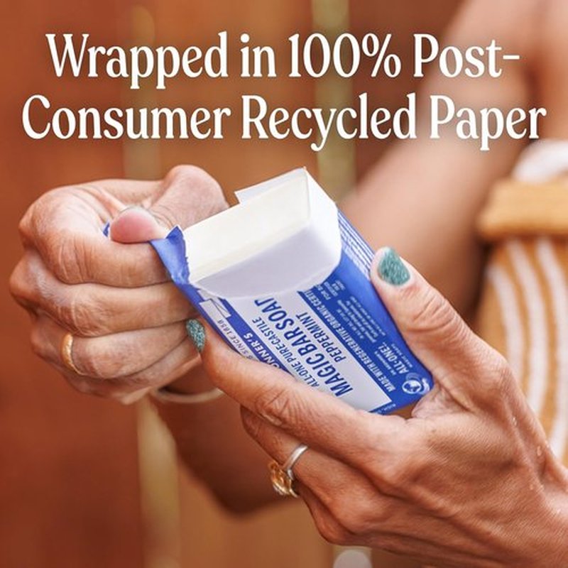 Dr. Bronner's Pure-Castile Soap Bars - Peppermint, 5oz, 2-Pack | Gentle, Vegan & Non-GMO for Face & Body