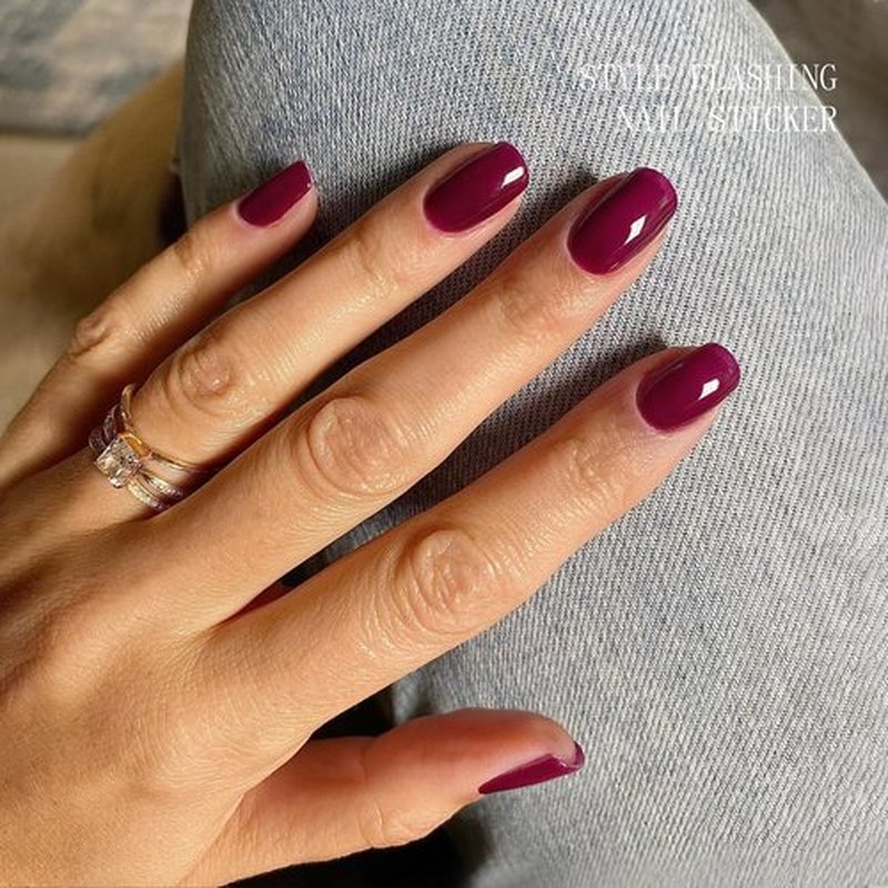 JMEOWIO Gel Nail Stickers Purple Red Semi Cured Gel Nail Strips Wraps UV/LED Nails Art Design Decoration Accessories