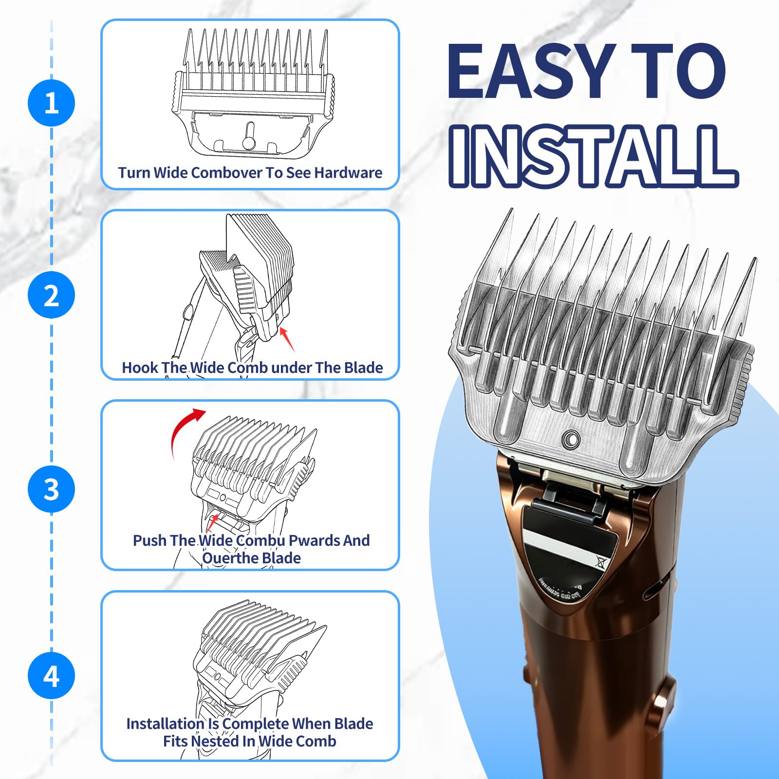 22MM 7/8" Clipper Guard Comb for Wide A5 Blade, Compatible with Andis/Wahl