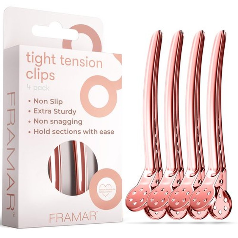 Framar Rose Gold Metal Hair Clips For Styling - Professional Hair Styling Clips, Hair Sectioning Clips, Salon Hair Clips Metal, Hairclips, Hair Salon Supplies – Extra Strong Hold – 4 Pack