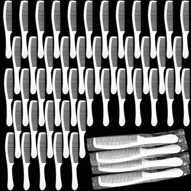 Chengu 200 Pcs Disposable Combs in Bulk Individually Wrapped Pocket Hair Combs Long Handle for Family, House Guest Hotel, Travel, Homeless, Shelter, Nursing, Charity(White)
