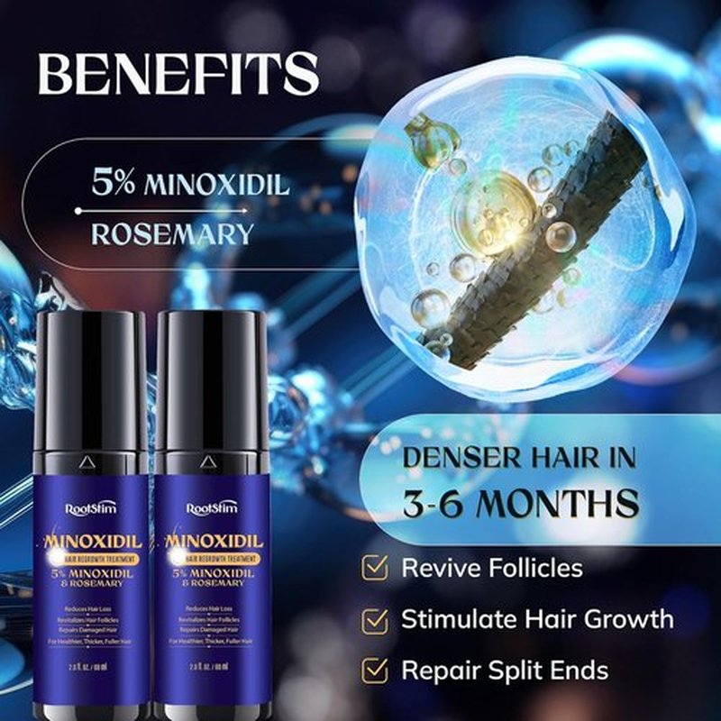 Minoxidil 5% Hair Growth Serum | Extra Strength Treatment for Men & Women - 60ML Each with Rosemary