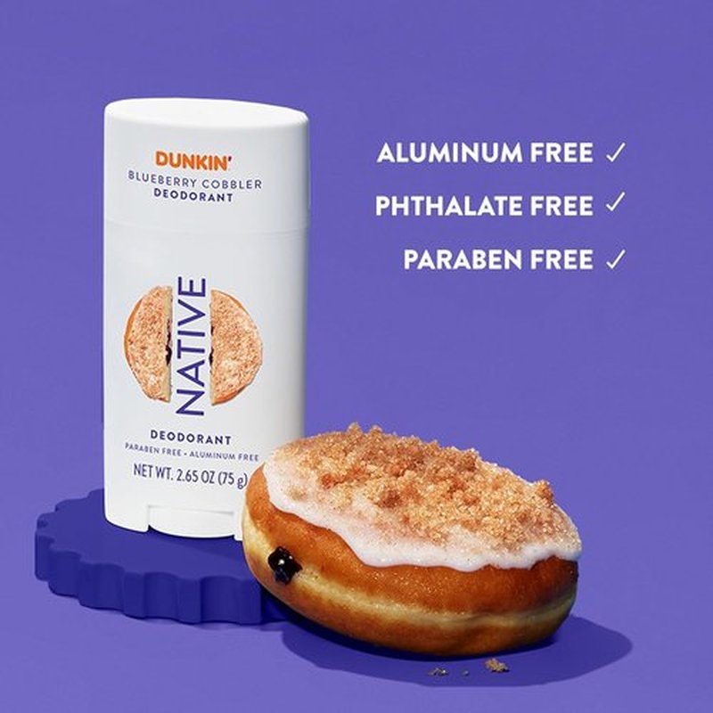 Native Deodorant - Limited Dunkin Donuts Edition | Aluminum-Free Formula with Probiotics & Coconut Oil | Blueberry Cobbler 2.65oz