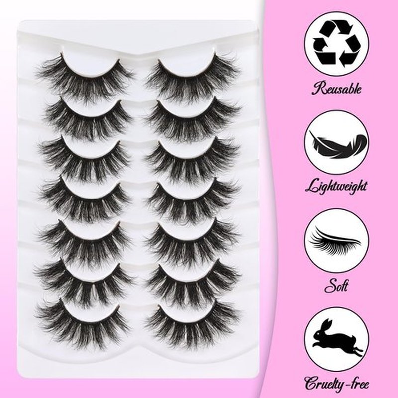 Losha False Lashes Super Fluffy Faux Mink Eyelashes Dramatic Long and Full Fake Eyelashes 7 Pairs Pack Volume Lashes