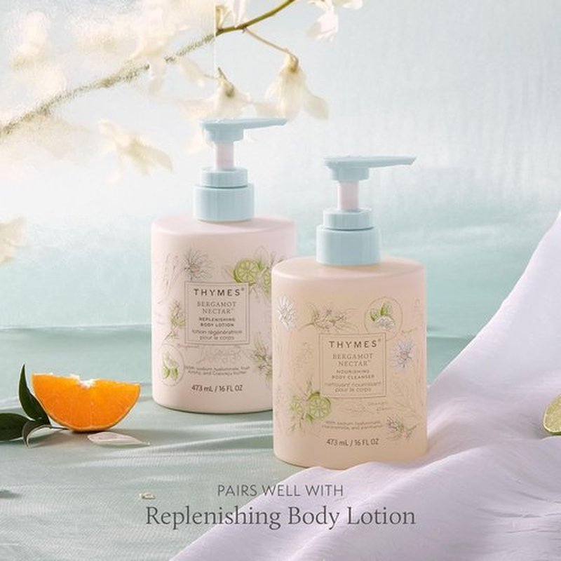 Thymes Nourishing Body Cleanser - Hydrating Moisturizing Body Wash with Pump | Bergamot Nectar, 16 fl oz