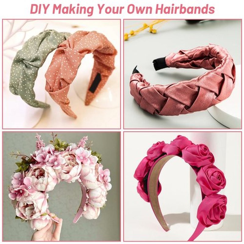 anezus 16 Pcs Satin Headbands Bulk 1 Inch Anti-slip Ribbon Hair Bands Plain Hard Headbands for Women Girls DIY Craft Hair Accessories (Pastel Color)