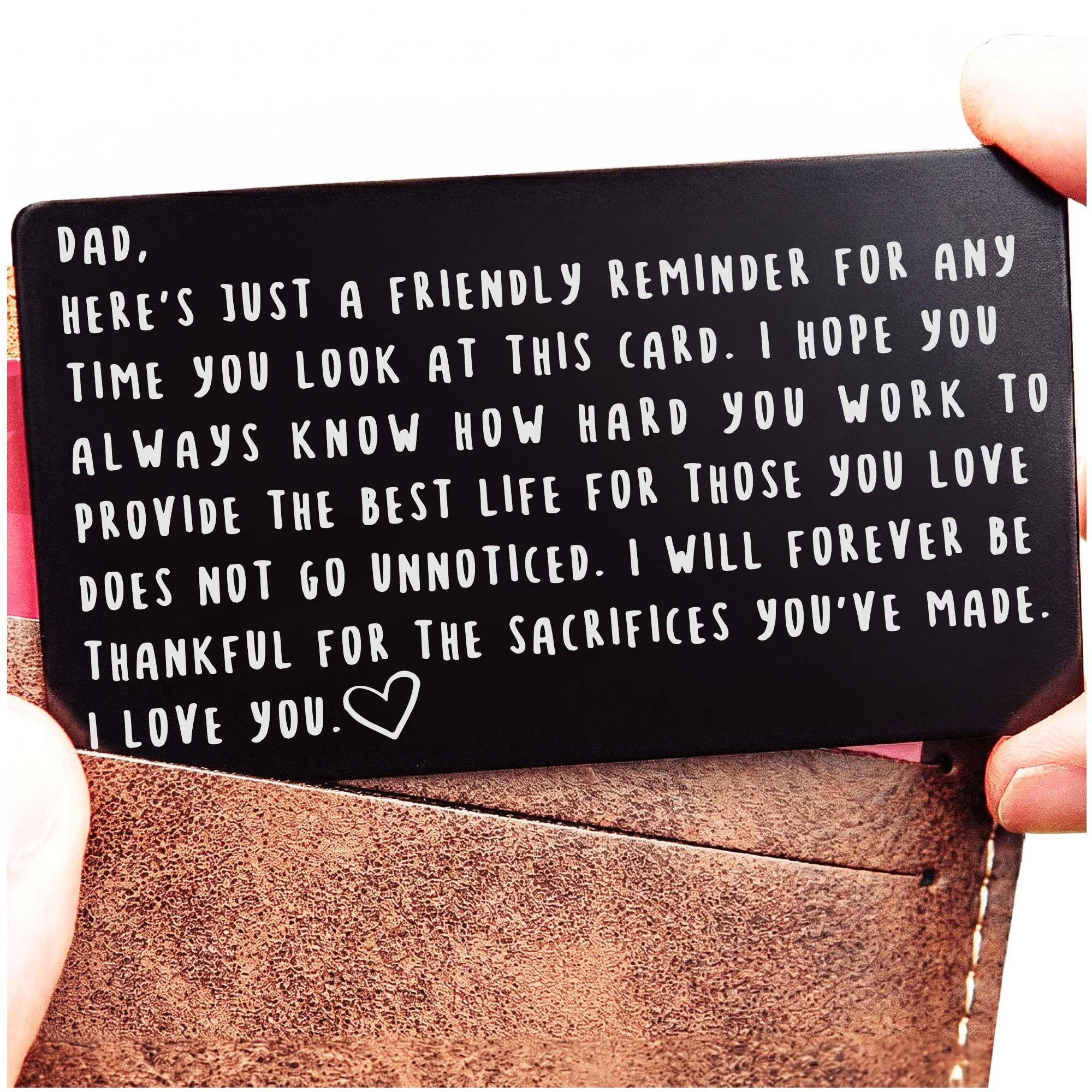 Red Dot Laser Engraving Wallet Card for Dad – Father's Day from Son or Daughter for the Best Dad Ever - Voted Most Meaningful and Unique Gift for Fathers - Gift Ready, Engraved