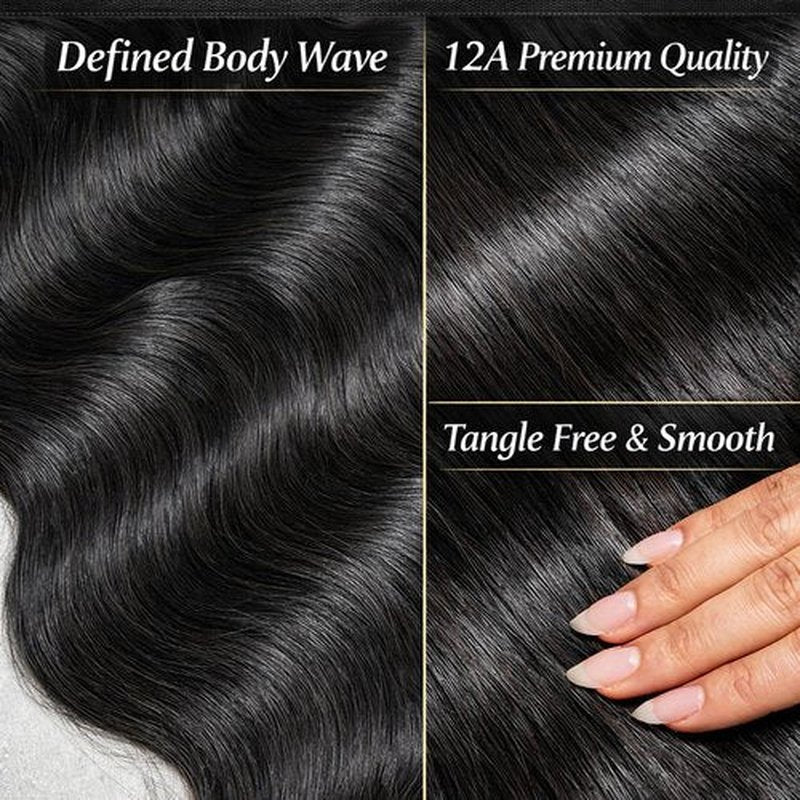 Body Wave Bundles Human Hair 12 14 16 18 Inch 12a Brazilian Hair 4 Bundles 100% Unprocessed Virgin Hair Sew In Bundles Human Hair Extensions Natural Color No Tangle No Shedding