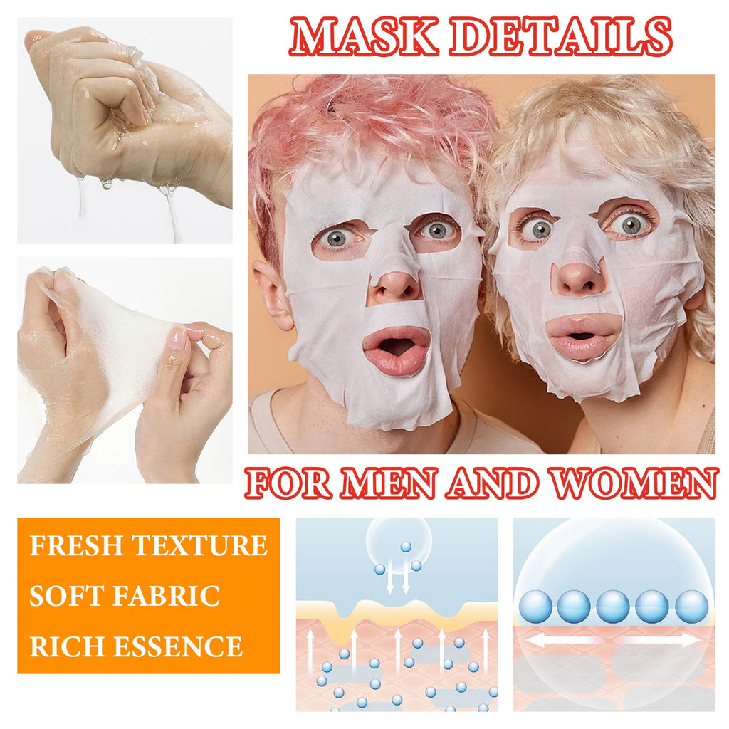 10 Pack Variety Facial Sheet Masks Skin Care Set, Hydrating Bulk Sheet Face Masks Skincare Gifts Set for Women Men, Long Lasting Moisturizing Face Mask Skincare for All Skin Type（A6)