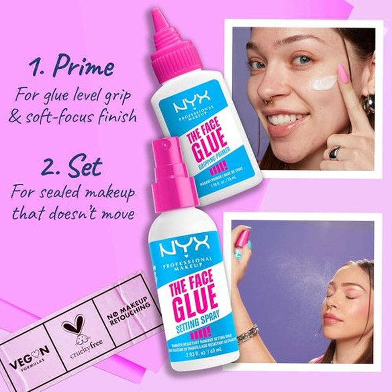NYX Professional Makeup Face Glue Setting Spray - Transfer-Resistant & Waterproof, 24HR Hold