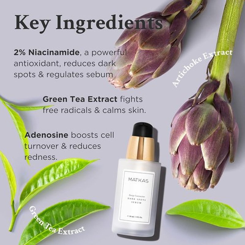 MATKAS Korean Dark Spot Corrector Serum - Niacinamide Brightening Formula for Oily Skin | 1 Fl. oz.