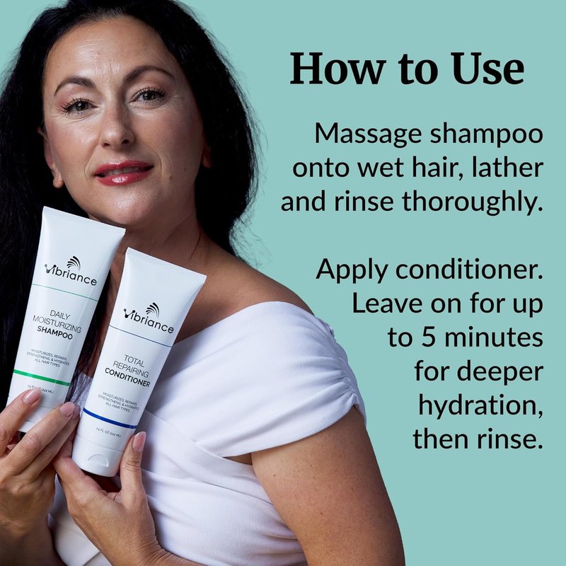 Vibriance Shampoo & Conditioner Set - Biotin-Infused Strengthening Wash for Dry, Damaged Hair - Deeply Hydrating & Moisturizing
