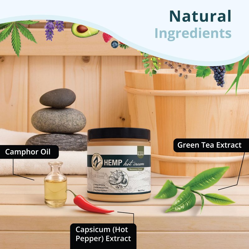 Zatural Hemp Hot Cream with Essential Oil Blend, Aloe, Hemp, and More (8oz Pump)