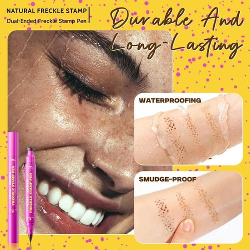 Skiennix Dual-Ended Freckle Pen & Stamp - Waterproof, Smudge-Proof Makeup Tool for Natural Sunkissed Look