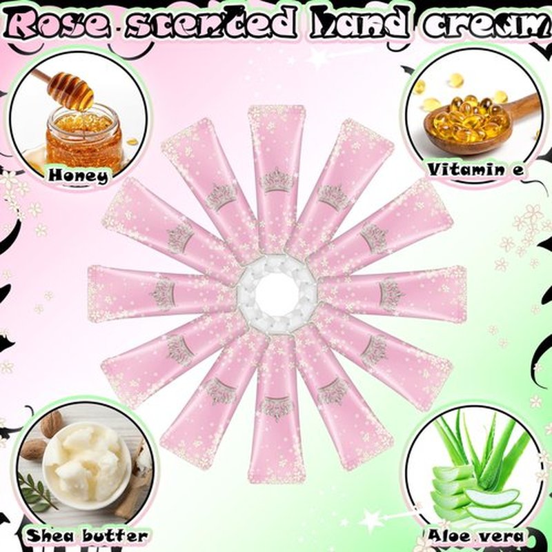 Loopeer 12 Pcs Magic Witch Hand Cream Bulk Pink Green Party Favor Hydrating Mini Hand Lotion with Rose Scent for Galentine's Day Goodie Bag Stuffers Thank You Gift, Travel Size (Crown)