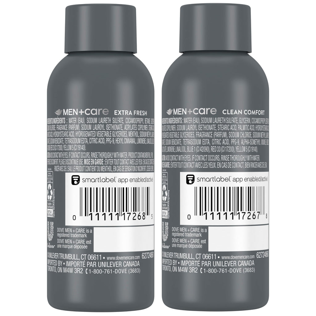 Dove Men+Care Body & Face Wash Variety 2-Pack – Extra Fresh + Clean Comfort, Travel Essentials, 3 Oz Ea