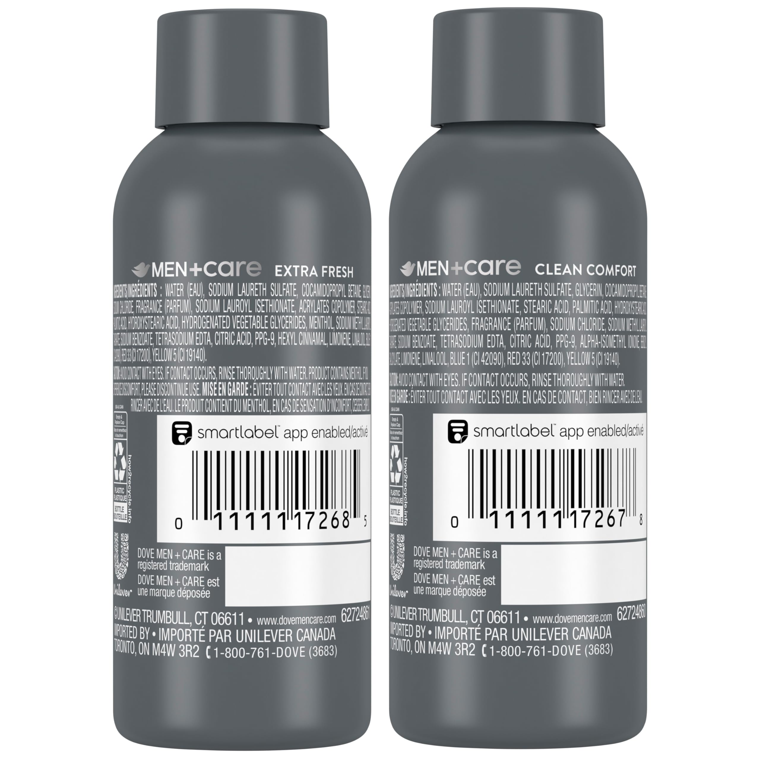 Dove Men+Care Body & Face Wash Variety 2-Pack – Extra Fresh + Clean Comfort, Travel Essentials, 3 Oz Ea