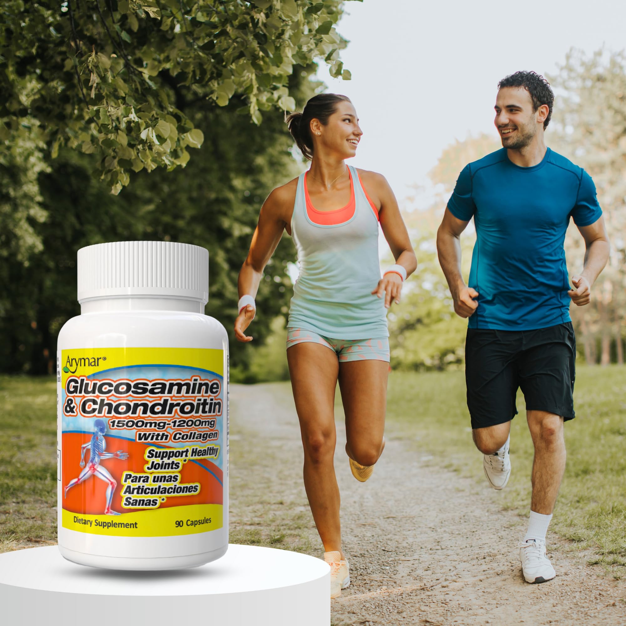 Arymar Glucosamine 1500 mg and Chondroitin 1200 mg with Collagen – Joint Health Supplement – 90 Capsules
