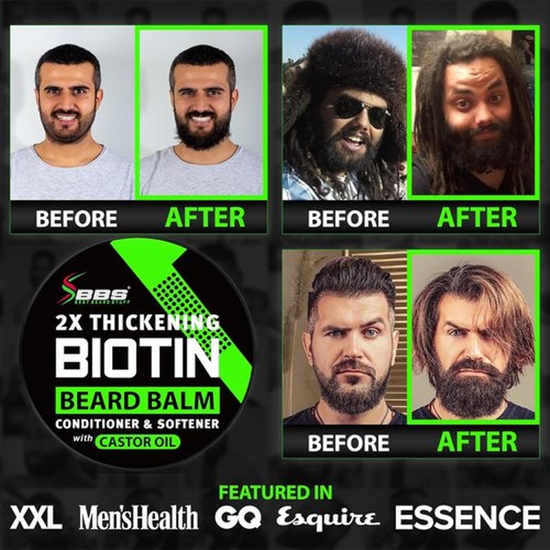 Beard Growth Kit - Skiennix Biotin Beard Balm & Conditioner + 6X Liquid Biotin for Thicker Hair