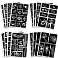 Qpout Tattoo Stencils for Kids and Adults - 16 Sheets Henna Kit With Small and Big Designs for Real Tattoos - Skeleton, Spider, Owl, Flower, Butterfly, Tribal, Totem