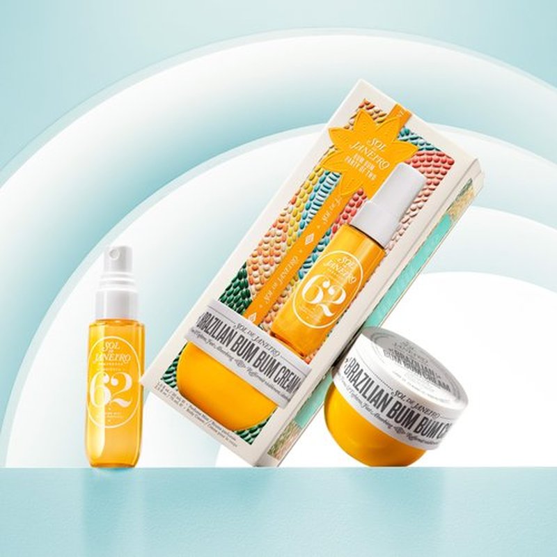 Sol de Janeiro Bum Bum Party of Two Beauty Gift Set | Brazilian Bum Bum Cream 2.5 fl oz & Cheirosa 62 Perfume Mist 1 fl oz | Beauty Minis | Limited Edition | Travel Size Trial Set