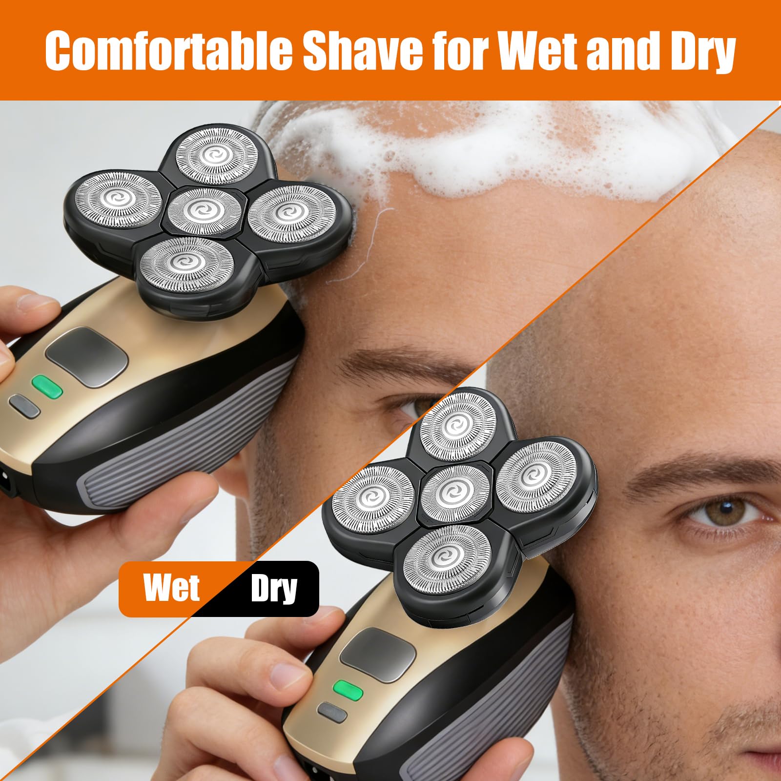 Head Shaver Replacement Blades Refills Compatible with Freebird Head Shaver, 5 Blades Shaver Replacement Heads for Bald Men Freedom Grooming,4Pack
