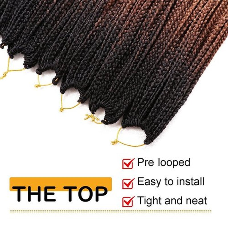 7 Packs Goddess Box Braids Crochet Hair 14 Inch Ombre Prelooped Crochet Box Braids Crochet Hair for Black Women Braiding Hair (14 Inch 7 Pack, 1B/30/27)