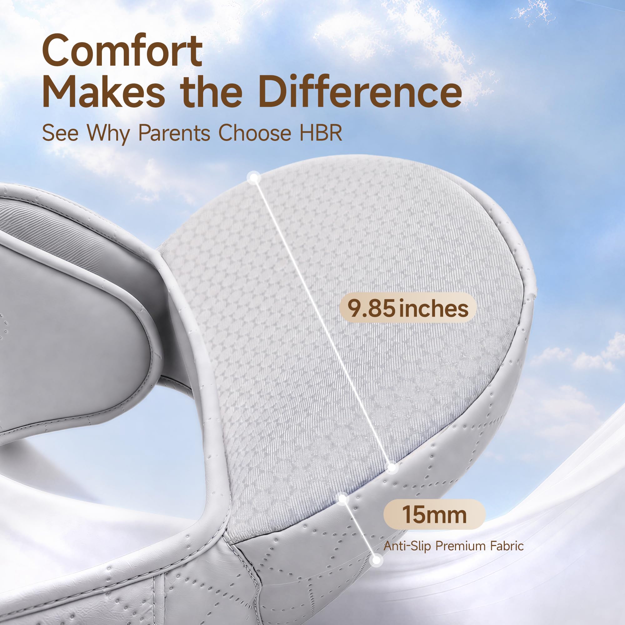 HBR Baby Carrier with Hip Seat, Non-Slip Seat, Air-Padded Shoulder Straps for Less Pressure, 6-in-1 Ergonomic Infant Carrier, Front-Facing, Hands-Free, Up to 45 lbs, 47 in, AirMesh Silver Mist White