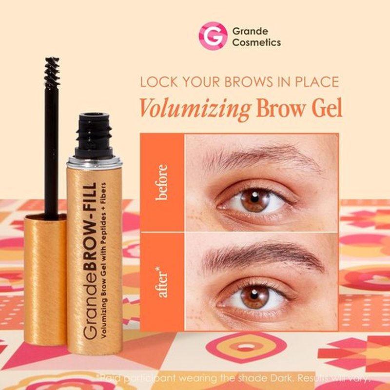 Grande Cosmetics GrandeBROW-FILL Volumizing Brow Gel - Tinted or Clear Eyebrow Mascara | Soft Flexible Hold, Water Resistant