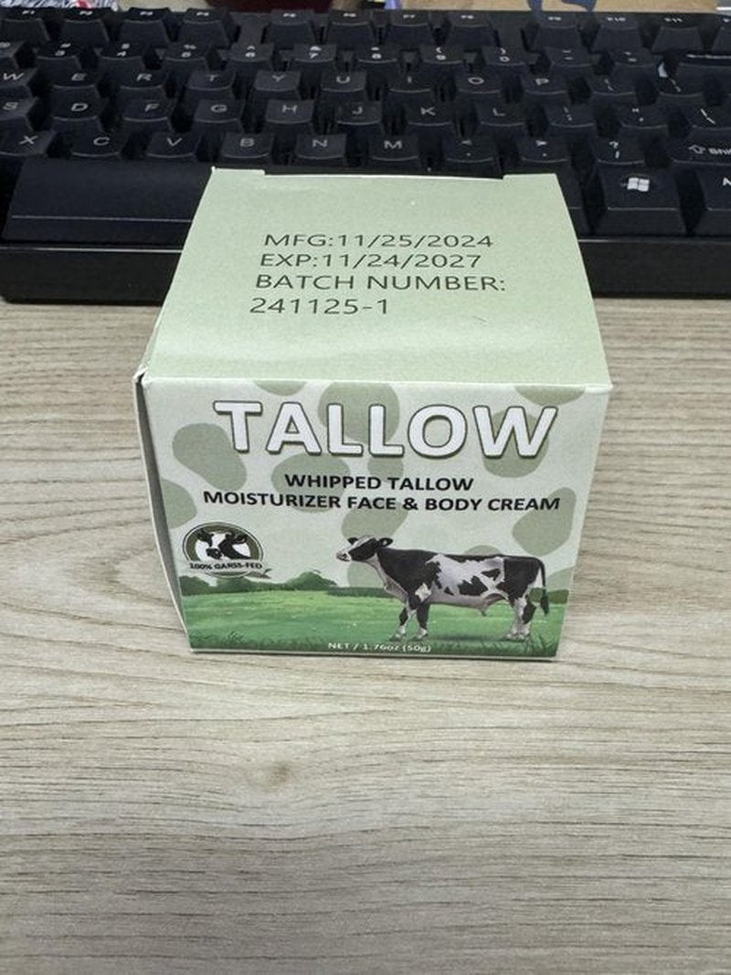 MINIBIRD Beef Tallow for Skin, Whipped Tallow and Honey Balm Cream, 100% Organic Grass-Fed Beef Tallow for Face, Tallow Face Moisturizer Body Lotion with Raw Honey, Unscented
