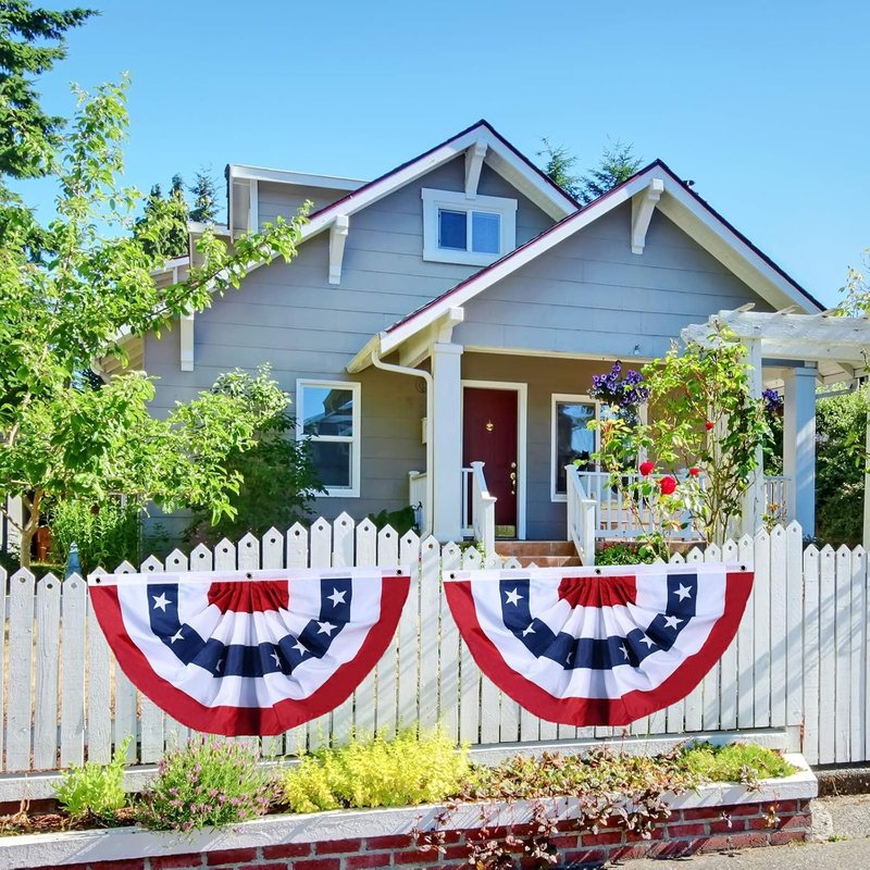 American Flag Bunting | Patriotic Pleated Fan Flag with Brass Grommets - 2x4 Feet for 4th of July Decor