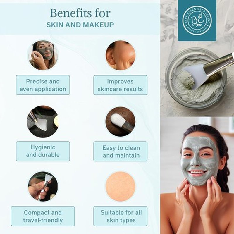 Bare Essentials Living - Clay Face Mask Brush | Dual Soft Silicone Applicator Tool in White (1 Pack) for Skincare and Moisturizers