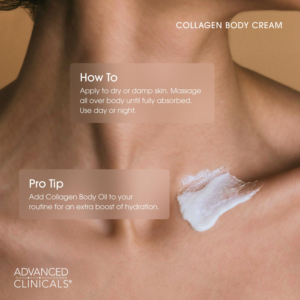 Advanced Clinicals Collagen Cream Body & Face Moisturizer | Dry Skin Rescue Collagen Lotion | Skin Tightening Cream | Firming + Tightening Lotion | Body Skin Care Products, 16 Ounce