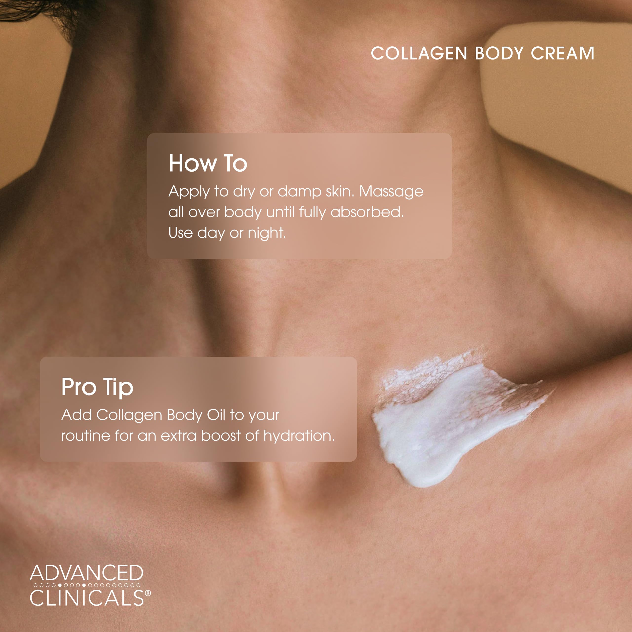 Advanced Clinicals Collagen Cream Body & Face Moisturizer | Dry Skin Rescue Collagen Lotion | Skin Tightening Cream | Firming + Tightening Lotion | Body Skin Care Products, 16 Ounce